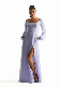  New Square Neck Chiffon Dress Long Sleeve Bridemaid Wear