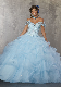 Chapampagne Blue Bridal Ball Gown Beaded Embroidery Quinceanera Dress M60034