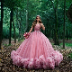  Blue Pink Ball Gowns Strapless Tulle Puffy Quinceanera Prom Dress H14924