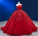  Red Quinceanera Dresses Sweetheart Crystal Bridal Prom Ball Gowns Q201628