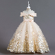  off Shoulder Evening Dress Embroidery Floral Girls Ball Gown for Weddings Party