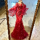  Hot Selling Sequined Sex Beading Ball Dress Luxury Feather Evening Party Dress Mermaid Bridesmaid Gowns Plus Size