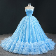  Blue Ruffles Bridal Ball Gown Strapless Shimmer Quinceanera Dress Q89018