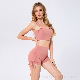  Cotton Breast Elegant Women Shirt Sexy Custom Logo Sport Suit Bra Gym Fitness Set Yoga Wear