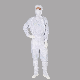  White 5mm Grid Side Zipper Dust Free Unisex Anti Static Hooded Cleanroom Work Clothes ESD Garment