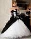  Wedding Dress Gothic Strapless White Black Bridal Ball Gown Quinceanera Dress D10