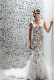  Fashion Sleeveless Ruffles Skirt Long Train Lace Mermaid Custom Wedding Dress