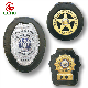 China Wholesale Custom Logo Metal Souvenir Us Sheriff Pilot Security Officer Shield Military Police Lapel Pin Badge with Leather Clip