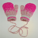 BSCI Jacquard Pink Acrylic Baby Girl Long String Mitten Gloves