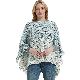  Oversized Warm Striped Pattern Thick Shawl Poncho Cape for Women