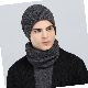  Winter Thick Man Knit Set 100% Wool Beanie Hat and Infinity Scarf