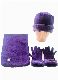  China Factory OEM Custom Logo Winter Warm Purple Polar Fleece Gloves Scarf Hat Set