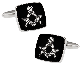 Black Masonic Compass & Set Gold Cufflinks