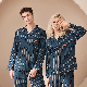  Cotton Men′s and Women′s Couple Loungewear Extra Thick Cotton Wool Vertical Striped Pajamas