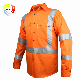  Custom Wholesale 100% Cotton High Visibility Reflective Men Long Sleeve Work Wear Uniform Safety Work Shirts