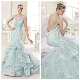  Newest Organza Mermaid Blue Wedding Dress (XZ221)