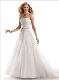  2014 Ivory Scalloped Beading a-Line Tulle Bridal Wedding Dress (SCL-WD037)