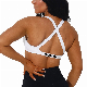  High Quality Women Gym Active Yoga Wear Front Twisted Strappy Padded Spandex Nude Cross Back Sport Bra