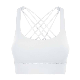  Nylon Spandex Cotton Blend Fitness Sports Underwear Ladies High Strength Hem Widened Cross Back Shockproof Gathering Women Yoga Bra Sports Wear