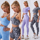  Wholesale Clothing 2/3/4 Pieces Knitting Gym Seamless Yoga Fitness Sportswear Pant and Bra Short Sleeves Gym Sports Suits Yoga Set