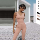  Women′s V Neck Cross Back Sleeveless 1-Pieces Tummy Control Shapewear for Under Dresses Body Shaper Jumpsuit Body Suit