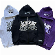  Street Hip-Hop Boy Girl Printed Black Zipper Hooded Sweatshirt Harajuku Jacket Sweater Full Zip Hoodies Custom Logo Zipper Sweatshirt