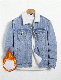  Men′s Jean Jacket Winter Fleece Denim Jacket Custom Men′s Borg Collar Thermal Lined Denim Jacket Without Tee with Printing Embroidery Logo