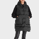 Custom Logo Large Pockets Black Women′s Long Down Vest with Hooded
