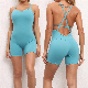  New Casual Women Jumpsuit Rompers Biker Short One Piece Sets Custom Workout Wear Outfit Women Bodycon Yoga Jumpsuit