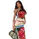  Women′s Sleeveless Digital Printed High Waist Slim Slit Long Skirt Suit