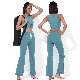  Sy-Q057 Women Flared Pants Casual Yoga Suit Slim Yoga Fitness Suit with Bra Sports Vest