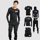  Wholesale Men′ S Sports Top T Shirt and Shorts Fitness Pants 4 Pieces Set Quick Dry Tights Breathable Sweat Absorbing Training Tracksuit