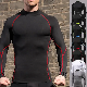  Wholesale Mens High Neck Tight Fit Sports Sweatshirts Bodybuilding Workout Clothes for Men, Custom Logo Long Sleeve Quick Dry Gym Sweat Shirts