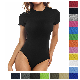  Latest Design Sexy Solid Color Short Sleeve Round Neck Comfortable Soft Breathable Ladies One Piece Bodysuit