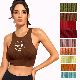  Custom Cotton Cropped Ribbed Tank Top Women Print Rhinestone Summer Sexy Crop Tank Top with Private Label