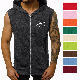  OEM Wholesale Custom Plain Embroidered Black High Quality French Terry Gym Bodybuilding Zip up Sleeveless Hoodie Men with Private Label