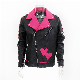 Men′s PU Biker Motor Jacket Letter Applique Emb Streetwear Clothing