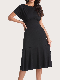  Wholesale Elegant Short Sleeve Round Neck High Waist Dress Large Hemline Ladies Dress