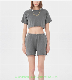  Wholesale Cotton Stonewashed Women Crop Short Sets