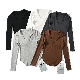 Latest 2022 Personalized Fashion Summer Workout Sports Women′ S Lapel Long Sleeve Tee Shirt Slim Fit Cropped Top T Shirt manufacturer