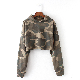 Camo Pattern Cropped Hoodies Women′s Leisure Wholesale Customization manufacturer
