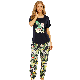  Ladies Pajamas Two Piece Casual Comfortable Floral Homewear Suit Adult