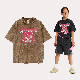  High Quality 270GSM 100%Cotton Wash Funny Strawberry Bear Printed Fashion T Shirt Loose Oversize Black Streetwear T-Shirt for Kids