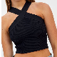 2022 Solid Rib Knit Halter Sweater Crop Top