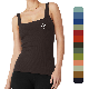  2023 Casual Solid Color Square Collar Sleeveless Backless Basic Slim Fit Ladies Workout Polyester Tank Tops Women Croptops