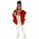  L99745 British Style Leather Sleeve Contrasting Cardigan Top