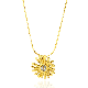  Diamond-Set Small Daisy Pendant Plated 14K Gold European Necklace