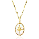Oval White Shell Star Pendant Titanium Steel Plated 14K Gold Simple Necklace