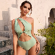 Sexy One Shoulder Hollow Solid One Piece Swimwear manufacturer