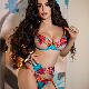  Women Sexy Erotic Blue Transparentes Satin Mesh Floral Embroidered Underwear Lingerie